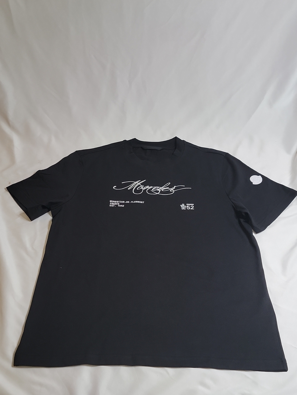 Moncler Embroided Logo Black Cotton T-Shirt - Picture 1 of 5